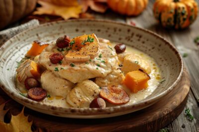 Découvrez la blanquette de poulet aux châtaignes et potimarron : un régal automnal pour vos papilles