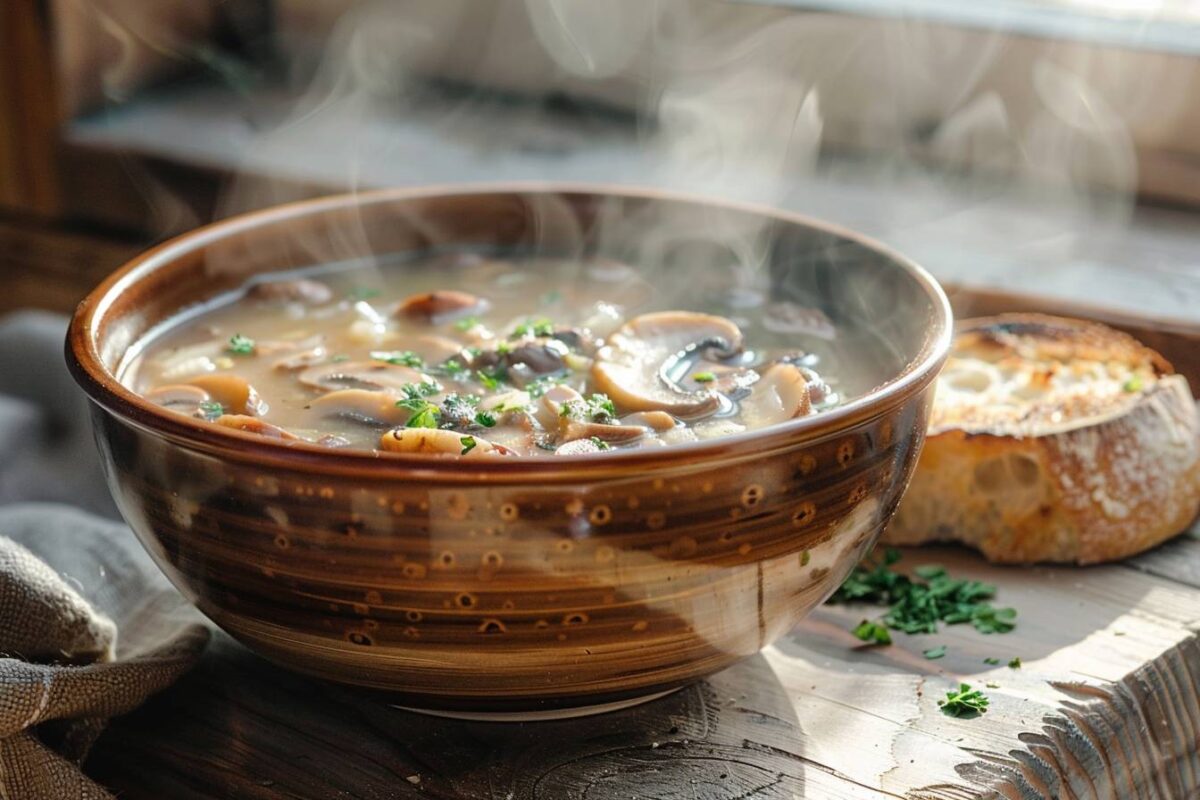 Découvrez une recette réconfortante de bouillon aux champignons par Laurent Mariotte : un délice automnal pour revivre vos souvenirs d’enfance