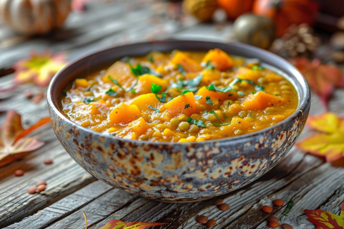 Redécouvrez les saveurs de l’automne avec ce dahl à la courge butternut, un plat réconfortant