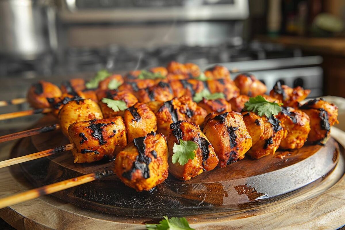 Transformez votre soirée avec ces mini brochettes de poulet tandoori à l’Airfryer : un délice simple et rapide