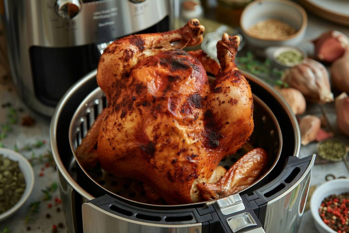 Voici comment préparer un poulet à la broche croustillant et juteux avec votre Airfryer en quelques étapes simples