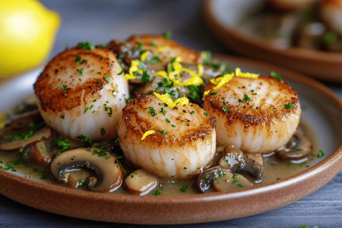 Recette de coquilles Saint-Jacques à la bretonne avec champignons