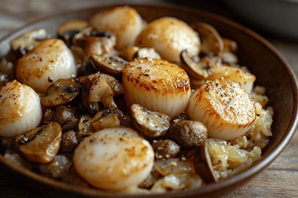 Recette de coquilles Saint-Jacques à la bretonne avec champignons
